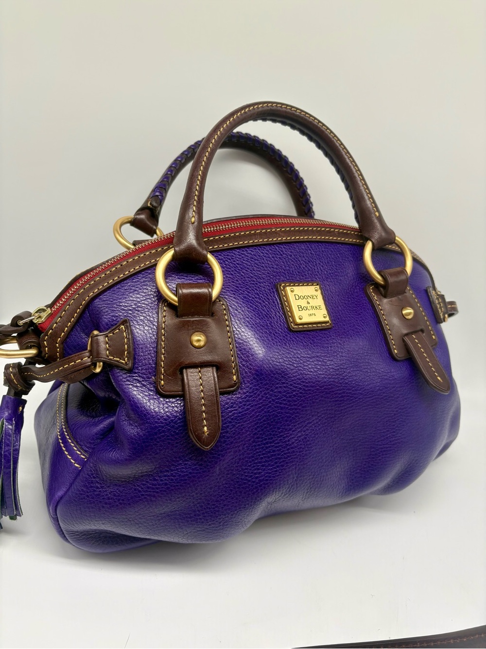 Dooney & Bourke Toledo Florentine Leather Medium Mail Satchel Violet Purple RARE - Picture 4 of 11